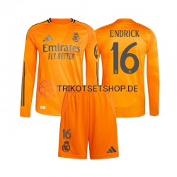 Real Madrid Endrick 16 2024-2025 Kinder Trikotset Auswärts Langarm