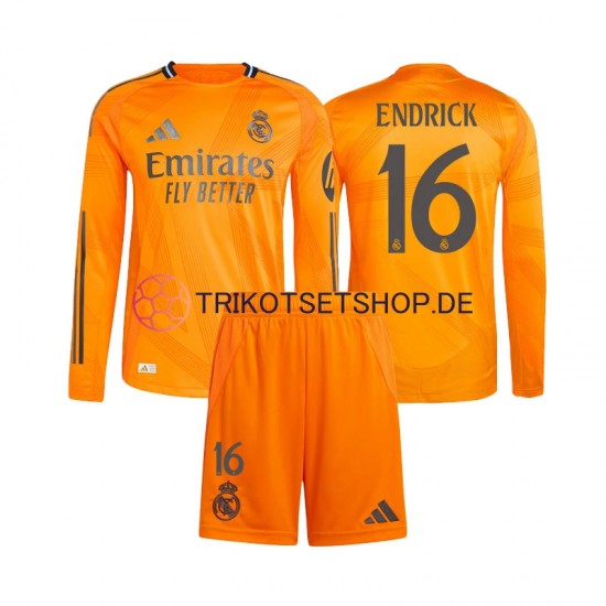 Real Madrid Endrick 16 2024-2025 Kinder Trikotset Auswärts Langarm
