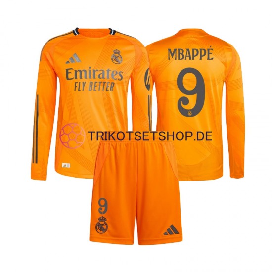Real Madrid Mbappé Kylian 9 2024-2025 Kinder Trikotset Auswärts Langarm