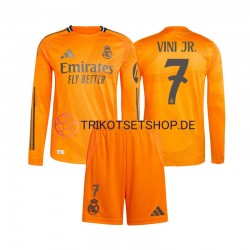 Real Madrid Vinicius Junior 7 2024-2025 Kinder Trikotset Auswärts Langarm